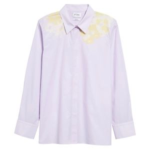 New St. John Collection Floral Print Cotton Button-Up Shirt